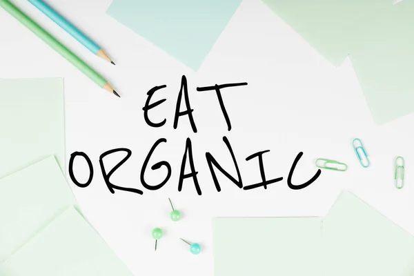 Konceptuální Displej Eat Organic Word Written Reduction Eating Sweets Dieting — Stock fotografie