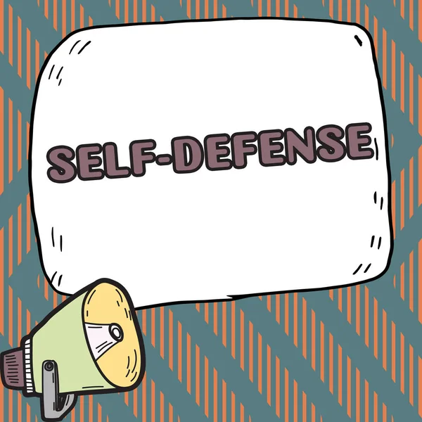 Szöveg Felirat Bemutató Self Defense Üzleti Áttekintés Cselekmény Védekező Személy — Stock Fotó