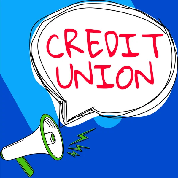 Text Inspirací Credit Union Business Idea Družstevní Asociace Která Poskytuje — Stock fotografie