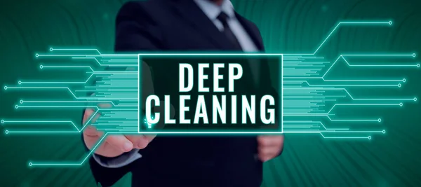 Sign displaying Deep Cleaning, Business overview an act of thoroughly removing dirt and grime from something