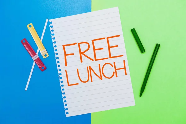 Text caption presenting Free Lunch, Business showcase something you get free that you usually have to work or pay for
