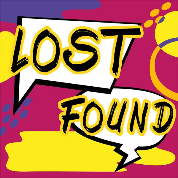 Εγγραφείτε Εμφάνιση Lost Found Έννοια Που Σημαίνει Πράγματα Που Έχουν — Φωτογραφία Αρχείου