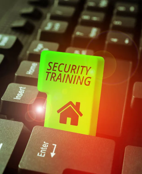 Sign displaying Security Training, Internet Concept providing security awareness training for end users
