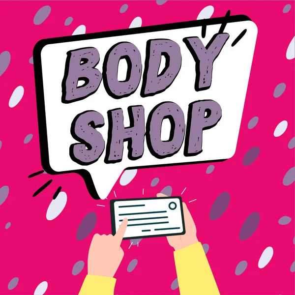 Inspiración Mostrando Signo Body Shop Visión General Empresa Una Tienda —  Fotos de Stock