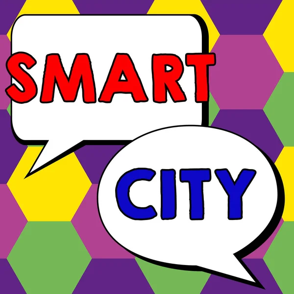 Подпись Тексту Представляет Smart City Бизнес Идея Городской Области Которая — стоковое фото