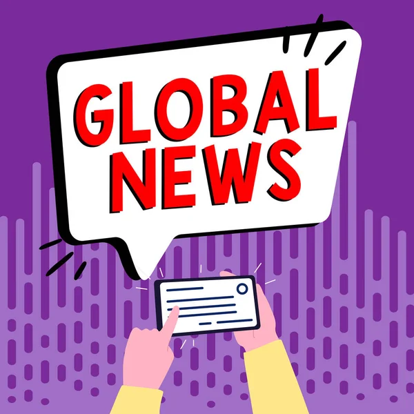 Tekst Met Inspiratie Global News Internet Concept Wereld Opmerkelijke Informatie — Stockfoto