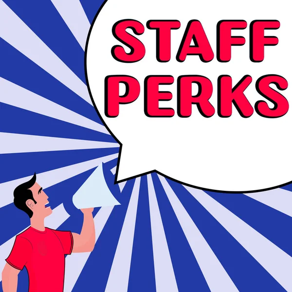 Señal Escritura Mano Perks Visión General Empresa Beneficios Los Trabajadores —  Fotos de Stock