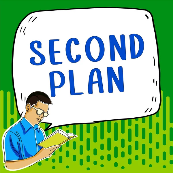 Logga Visar Andra Planen Konceptuell Bild Nästa Uppsättning Beslut Hur — Stockfoto