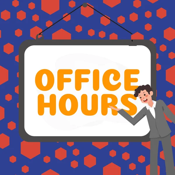 手写文本 办公时间 业务概述通常用于工作时间的时间 — 图库照片