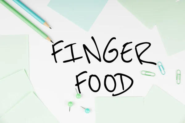 Inspiração Mostrando Sinal Finger Food Produtos Ideia Negócio Digestivos Que — Fotografia de Stock
