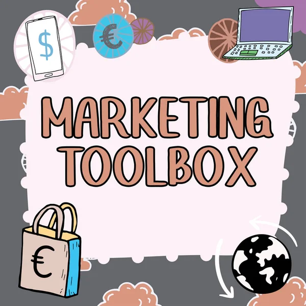 Inspiração Mostrando Sinal Marketing Toolbox Conceito Negócio Significa Promoção Produto — Fotografia de Stock