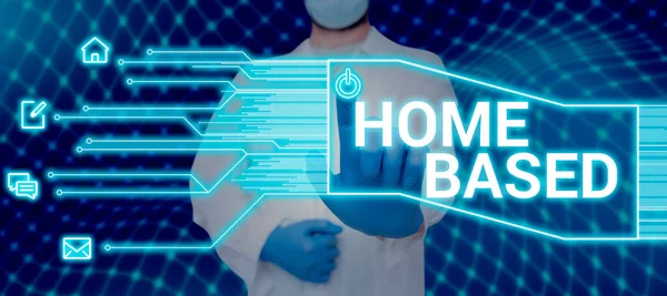 Text Tecken Som Visar Home Based Internet Concept Banktransaktioner Utförs — Stockfoto