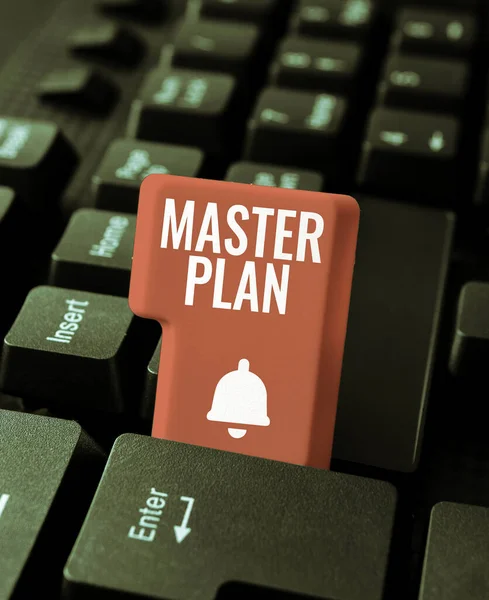 Conceptual caption Master Plan, Business idea dynamic long-term planning document Comprehensive plan of action
