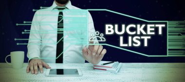 Metin Kova Listesi, İş dünyası gösterimi bir kişinin yapmak istediği veya başarmak istediği şeylerin bir listesi yazılıyor