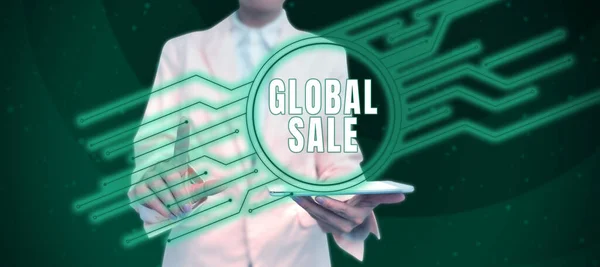 Legenda Texto Apresentando Global Sale Word Escrito Sobre Operações Gerentes — Fotografia de Stock