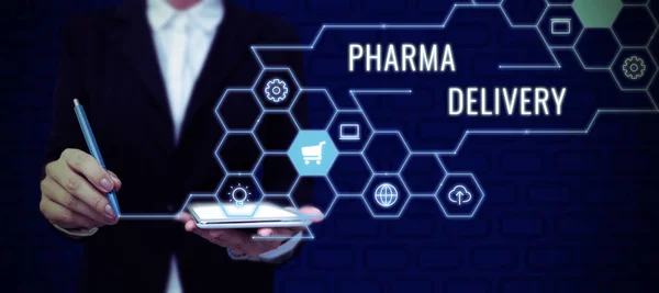 Sign Displaying Pharma Delivery Business Overview Getting Your Prescriptions Mailed — Stock Photo, Image