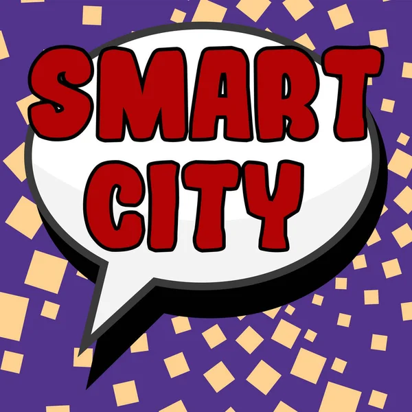 Концептуальний Підпис Smart City Бізнес Ідея Міського Району Який Використовує — стокове фото