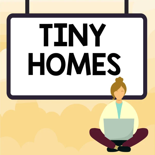 Text Bildtext Presenterar Tiny Homes Business Idéhus Innehåller Endast Ett — Stockfoto