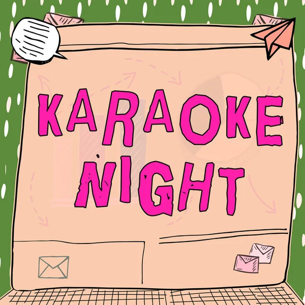 Bildunterschrift Karaoke Nacht Business Schaufenster Unterhaltung Instrumentale Musik Die Von — Stockfoto