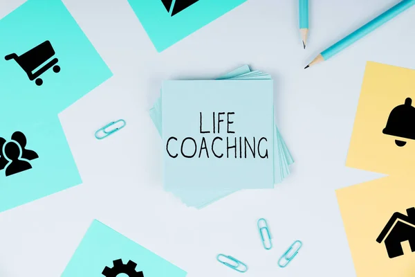 Señal Escritura Mano Life Coaching Palabra Para Mejorar Vidas Por — Foto de Stock