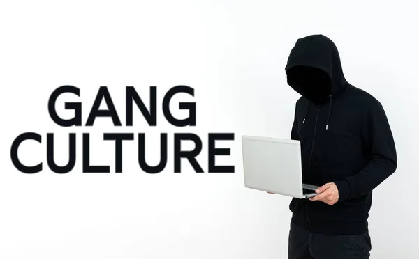 Stock image Text sign showing Gang Culture, Business overview particular organization of criminals or group of gangsters that follow ones habits