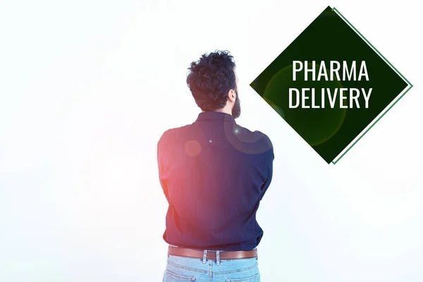 Text Sign Showing Pharma Delivery Business Idea Getting Your Prescriptions — Stock Photo, Image