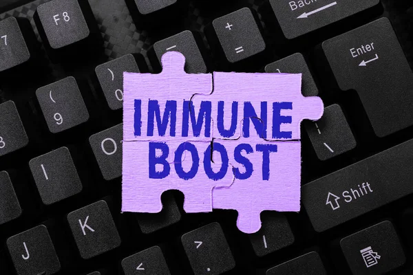 Text caption presenting Immune Boost, Word Written on being able to resist a particular disease preventing development of pathogens