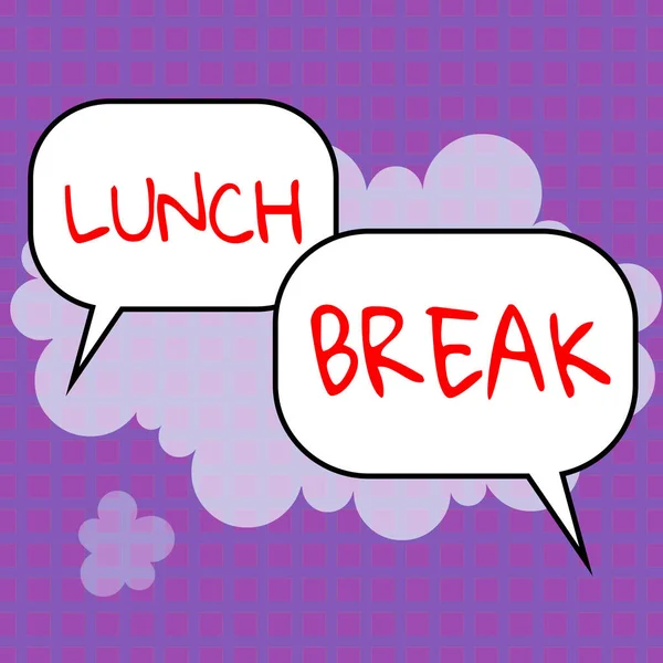 Texto Mano Pausa Para Almorzar Concepto Hora Que Una Persona — Foto de Stock