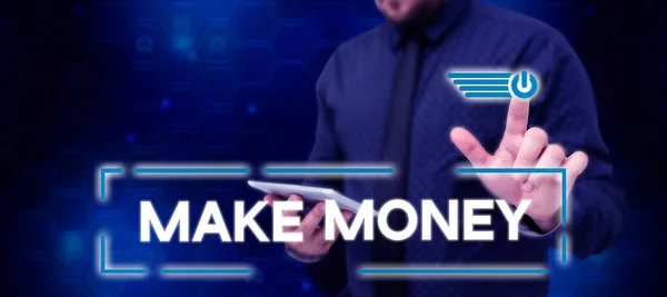 Текстовый Знак Показывающий Make Money Internet Concept Приносящий Прибыль Дающий — стоковое фото