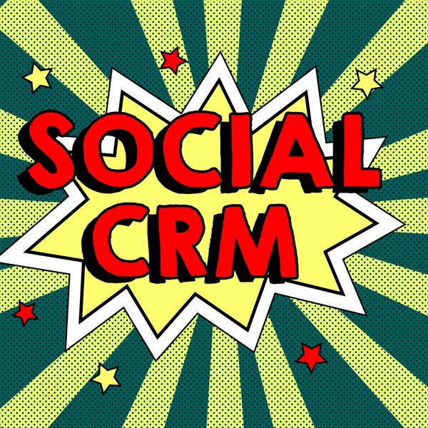 Señal Que Muestra Social Crm Enfoque Empresarial Gestión Relaciones Con — Foto de Stock