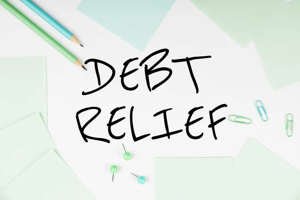 Exibição Conceitual Alívio Dívida Exibição Negócios Remissão Parcial Total Mesmo — Fotografia de Stock
