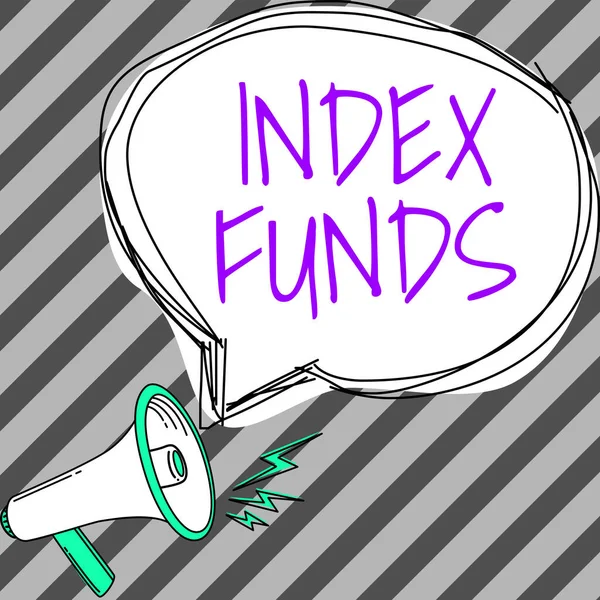 액티비티를 표시하는 텍스트 Text Caption Presented Index Funds Concept 인덱스의 — 스톡 사진