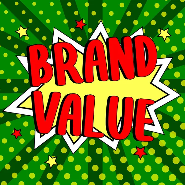 Testo Didascalia Che Presenta Brand Value Word Company Genera Prodotto — Foto Stock