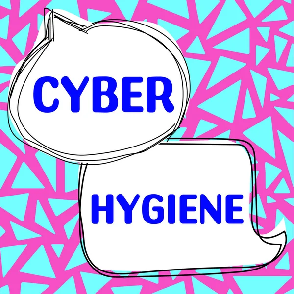 Znak Pisma Ręcznego Cyber Higiena Internet Concept Kroki Które Użytkownicy — Zdjęcie stockowe