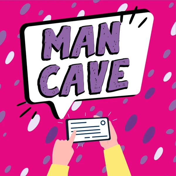 Text Skylt Som Visar Man Cave Word Skrivet Ett Rum — Stockfoto