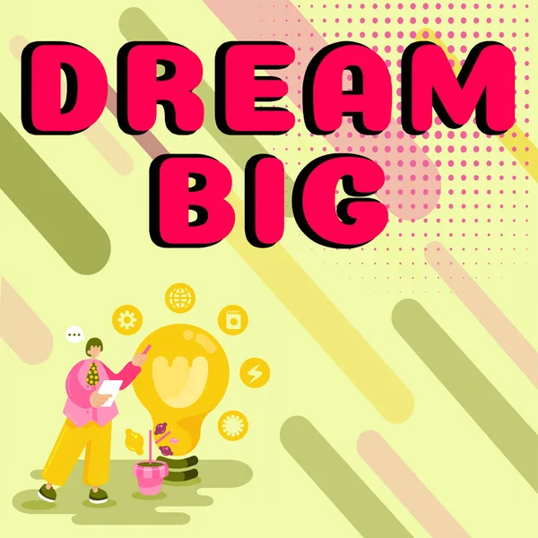 コンセプト表示 Dream Big Business概要達成したい価値の高いものを考える — ストック写真