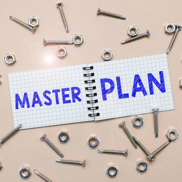 Inspiration showing sign Master Plan, Concept meaning dynamic long-term planning document Comprehensive plan of action