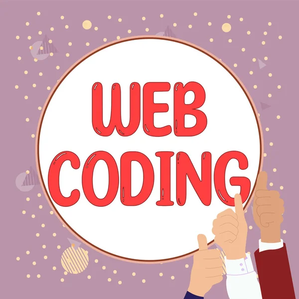 Text sign showing Web Coding, Business idea work involved in developing a web site for the Internet