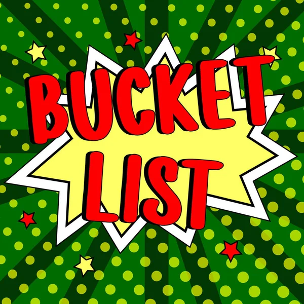 Konceptvisning Bucket List Affärsidé Lista Över Saker Som Person Skulle — Stockfoto