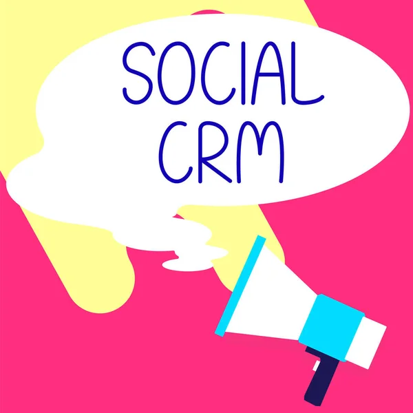 Testo Che Mostra Ispirazione Social Crm Word Customer Relationship Management — Foto Stock