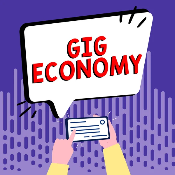 Tekst Met Inspiratie Gig Economy Concept Betekent Vrijemarktsysteem Waarin Tijdelijke — Stockfoto