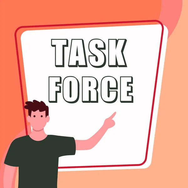 Handskrift Underteckna Task Force Business Översikt Grupp Människor Som Förs — Stockfoto