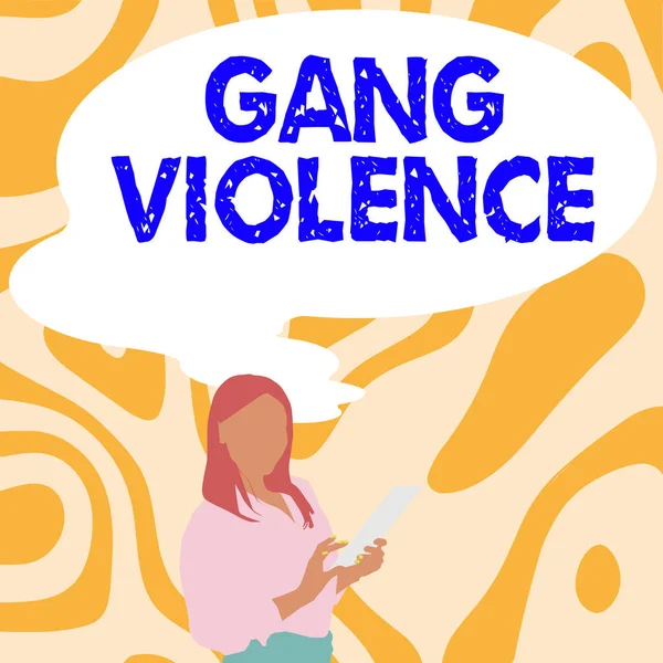 Концептуальний Підпис Gang Violence Інтернет Концепція Порушення Законів Спричинених Групою — стокове фото