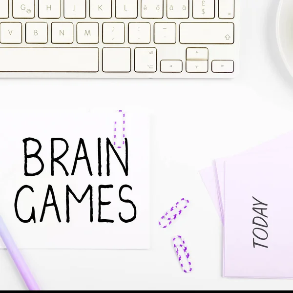 Signo Texto Que Muestra Brain Games Business Muestra Táctica Psicológica — Foto de Stock