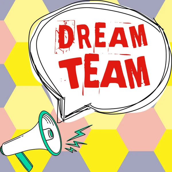 Έμπνευση Που Δείχνει Σημάδι Dream Team Word Γράφτηκε Προνομιακή Μονάδα — Φωτογραφία Αρχείου