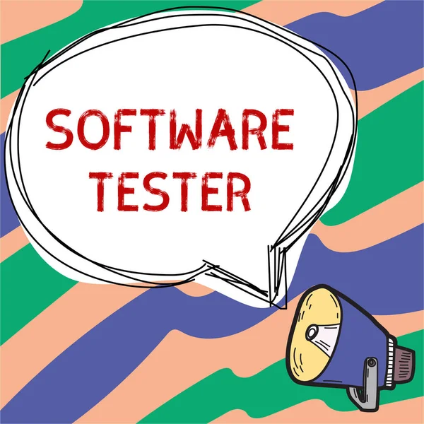Tekenen Weergeven Software Tester Word Geschreven Geïmplementeerd Software Beschermen Tegen — Stockfoto
