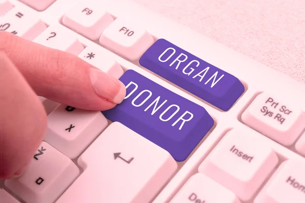 Text caption presenting Organ Donor, Business idea A person who offers an organ from their body for transplantation