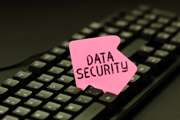 Tanda Teks Yang Menampilkan Keamanan Data Tinjauan Bisnis Rahasia Enkripsi — Stok Foto