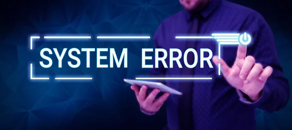 Text caption presenting System Error, Internet Concept Technological failure Software collapse crash Information loss