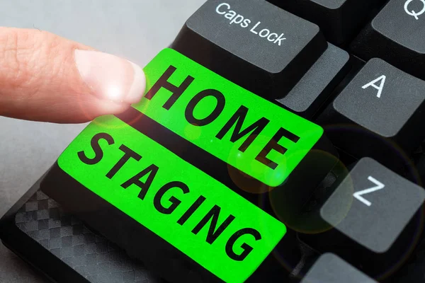 Sign Weergeven Home Staging Internet Concept Voorbereiding Van Een Prive — Stockfoto